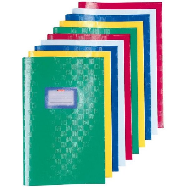 Herlitz Schulheft 10 Herlitz Heftumschläge / Hefthüllen DIN A5 / Baststruktur / 5 Farben