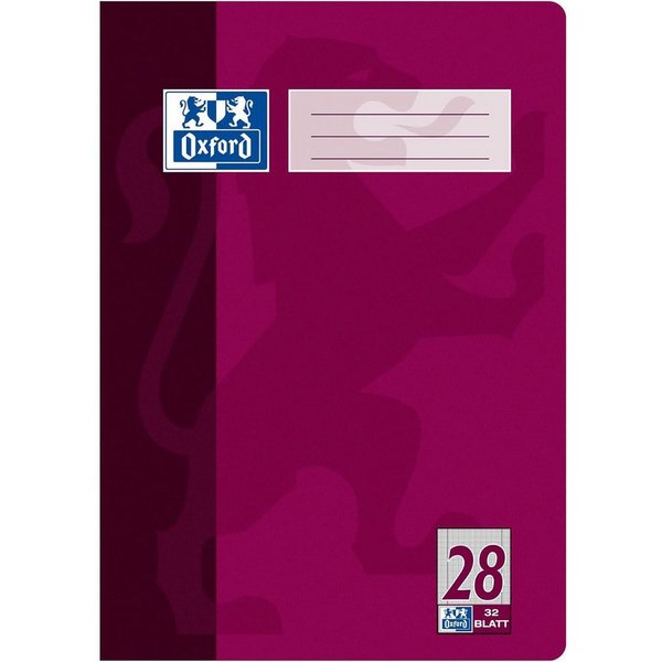 Schulheft, A4, Lineatur 28, pflaume, 32 Blatt