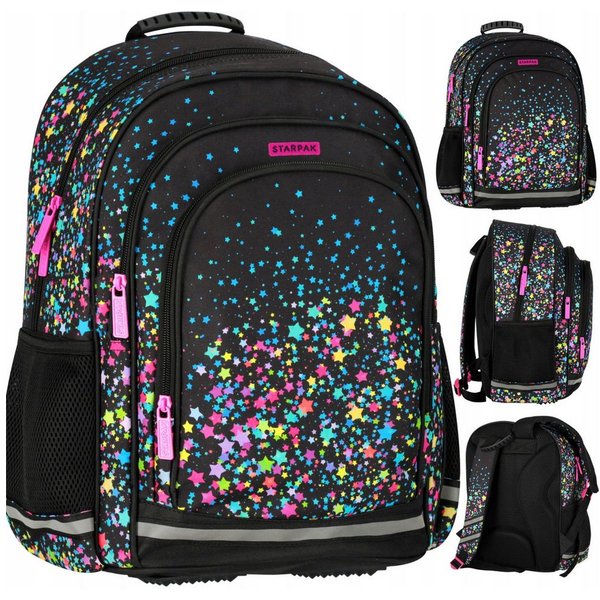 Starpak Schulrucksack Starpak Schulrucksack Mädchen Galaxy Sterne Ergonomisch 23L (1-tlg)