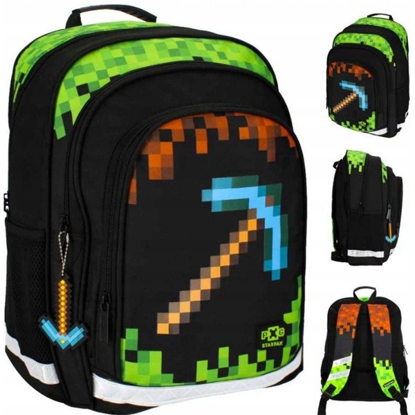 Starpak Schulrucksack Starpak Schulrucksack Pixel Green – Ergonomisch, Wasserdicht
