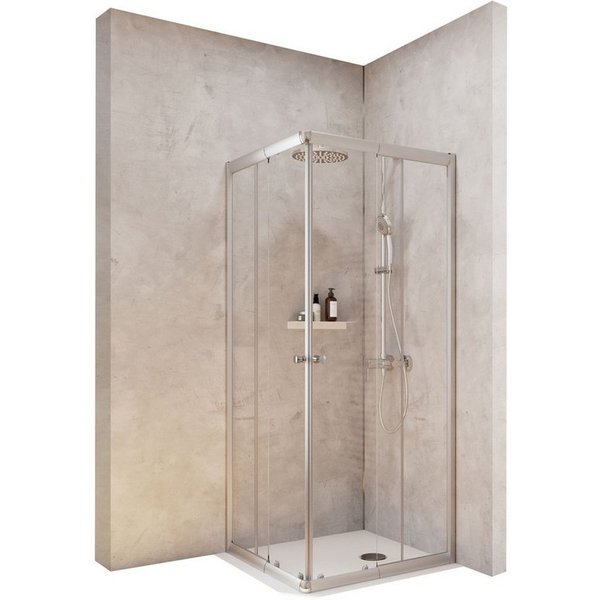 Schulte Eckdusche Corner, BxT: 75x75 cm, Sicherheitsglas, Eckeinstieg mit Schiebetüren, 180 cm hoch Klar Hell Profil Silberfarben