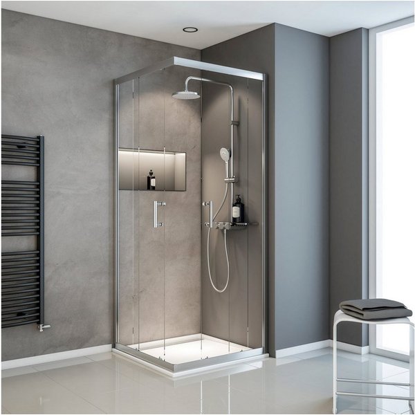 Schulte Eckdusche Sunny 190 cm Höhe, BxT: 90x90 cm, Sicherheitsglas, Eckeinstieg Schiebetüren Chromoptik