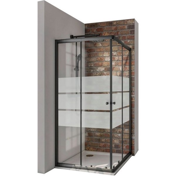 Schulte Eckdusche Sunny verstellbar 75-90 cm 180 cm Höhe, BxT: 90x90 cm, Sicherheitsglas, Schiebetüren Eckeinstieg Schwarz