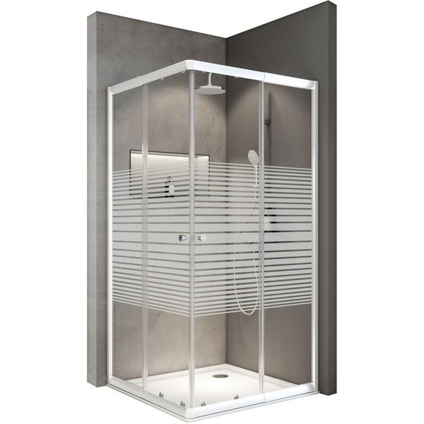 Schulte Eckdusche Sunny verstellbar 75-90 cm 180 cm Höhe, BxT: 90x90 cm, Sicherheitsglas, Schiebetüren Eckeinstieg Alpin Weiß