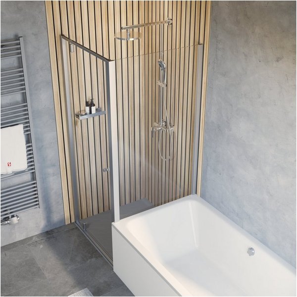 Schulte Eckdusche Trend 2.0, BxT: 80x75 cm, Sicherheitsglas, Drehtür mit verkürzter Seitenwand auf Badewanne