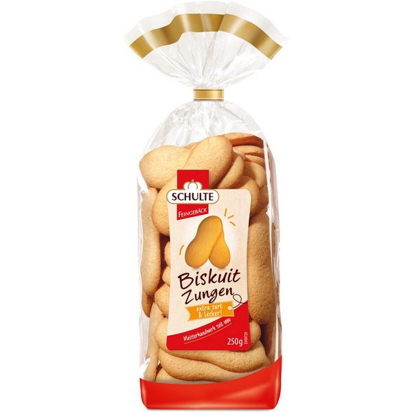 Schulte Kekse, Schulte Biskuitzungen Gebäck ideal zu Kaffee und Kuchen 250g