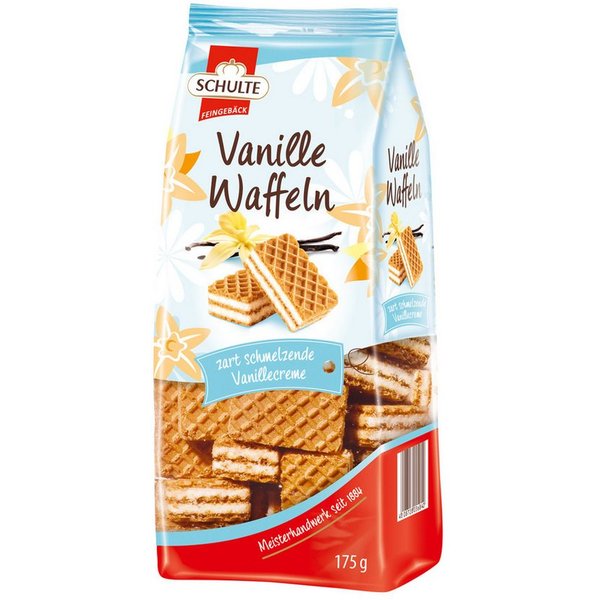 Schulte Kekse, Schulte Vanille Waffeln mit Vanillefüllung knusprig zart 175g