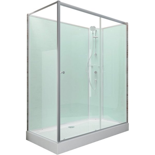 Schulte Komplettdusche Ibiza, BxT: 80x120 cm, Sicherheitsglas, Komplett Set mit Duschwanne Eckdusche Schiebetür