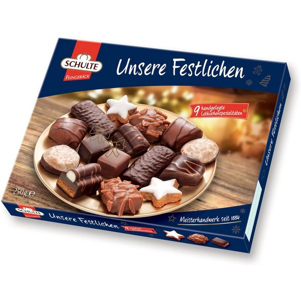 Schulte Süßigkeit, Schulte Unsere Festlichen 9 handgelegte Lebkuchenspezialitäten 250g