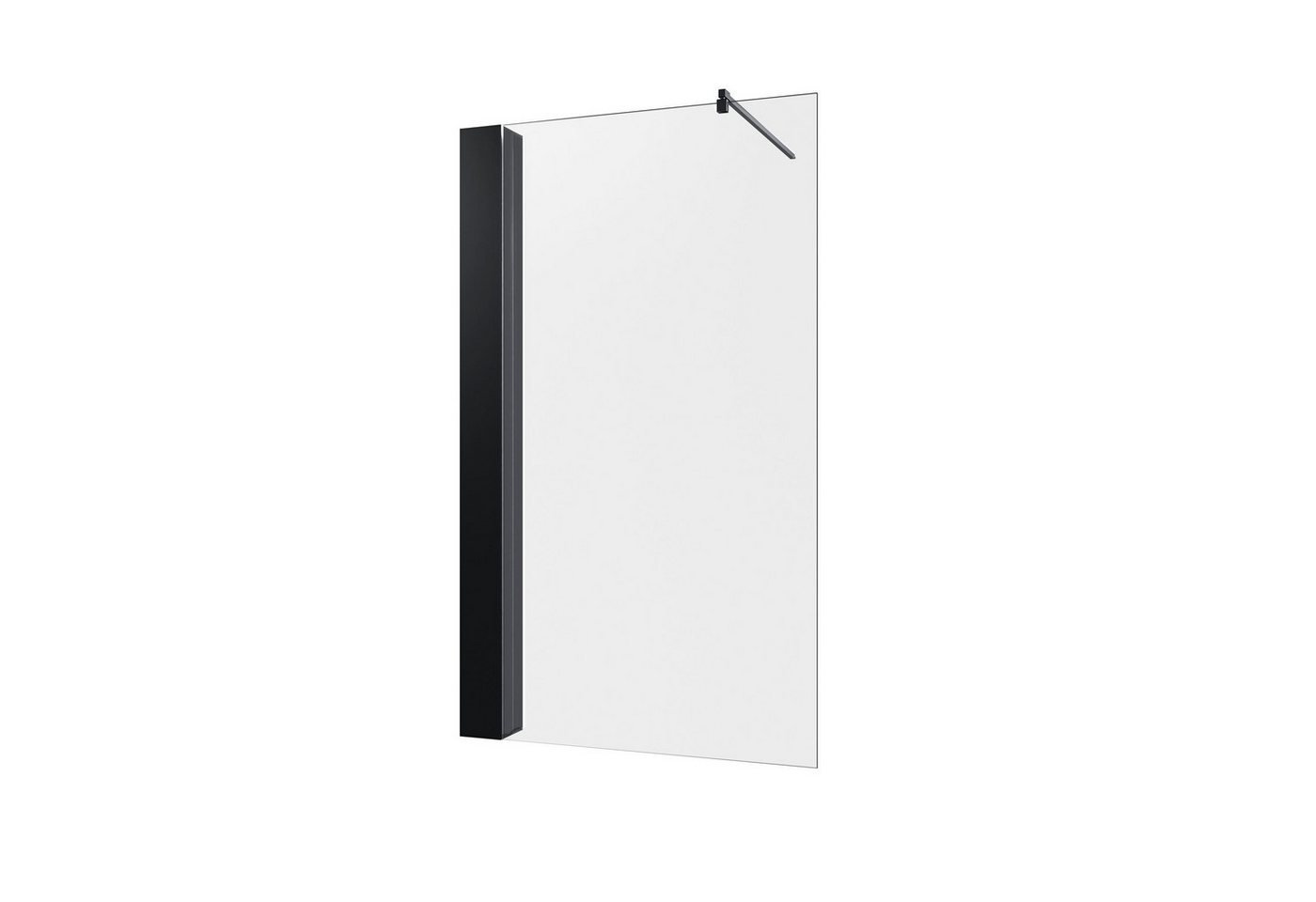 Schulte Walk-in-Dusche Toura Duschwand, Sicherheitsglas, 90 x 200 cm mattschwarz mit integriertem Duschregal Spritzschutz – Bild 2 von 5