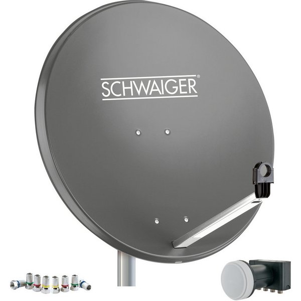 Schwaiger 714517 SAT-Antenne (75 cm, Stahl, Quad LNB, anthrazit)