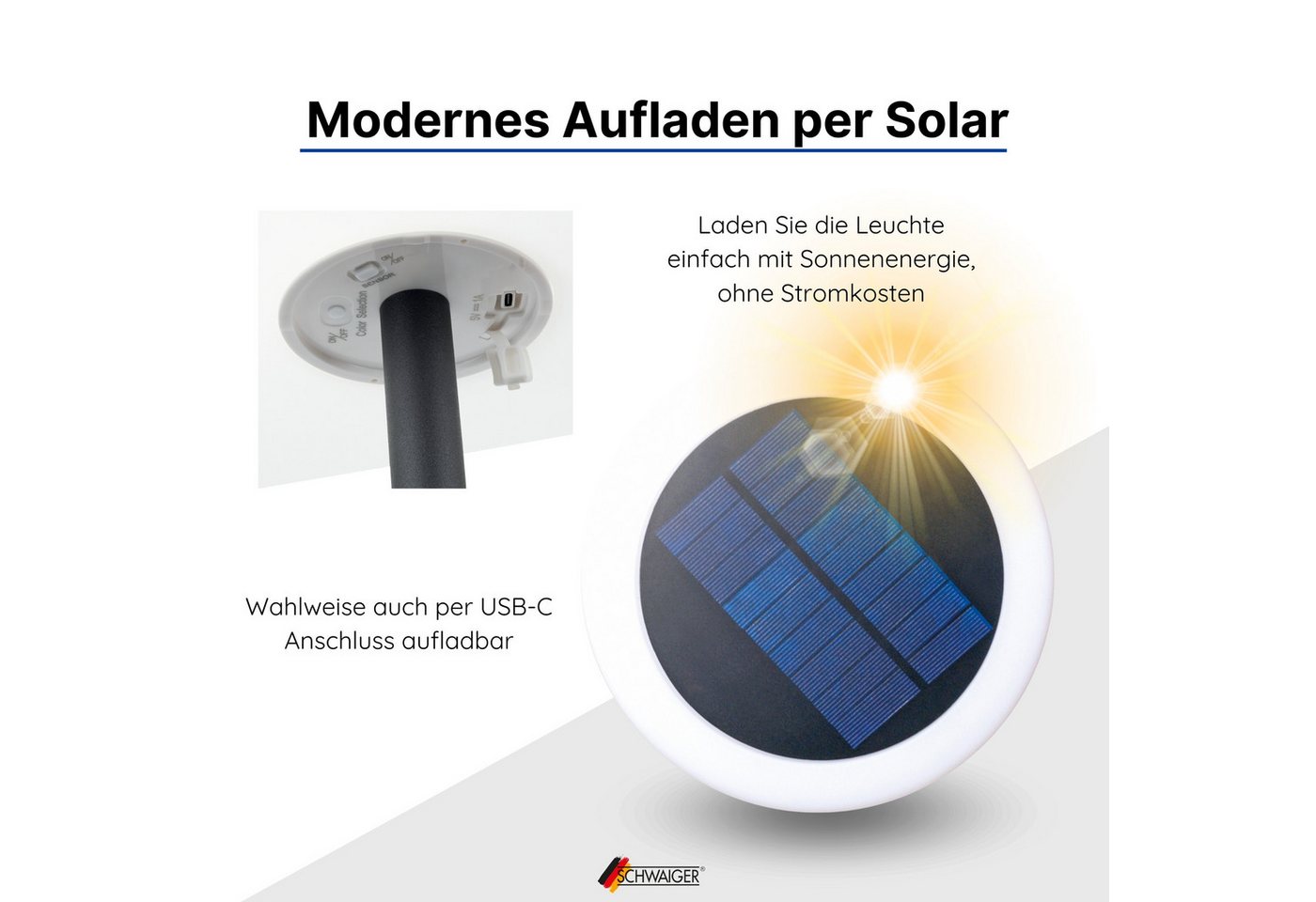 Schwaiger LED Außen-Stehlampe 658262, LED, integriertes Solarmodul, Farbwechseleffekt, IP44 – Bild 4 von 5
