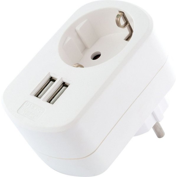 Schwaiger USB Ladeadapter mit Steckdose 2x USB Netzteil 230V Adapter Steckdosenleiste