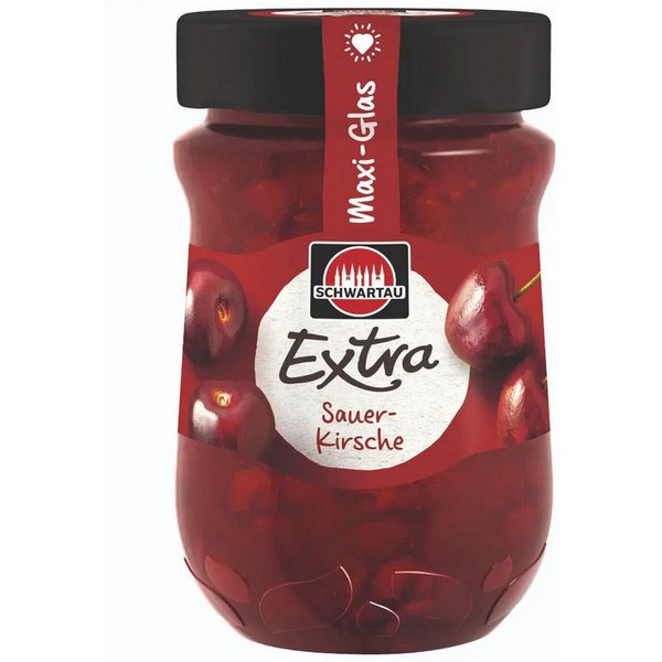 SCHWARTAU Fruchtaufstrich, Schwartau Extra Sauerkirsche Frühstück Fruchtaufstrich Maxiglas 600g