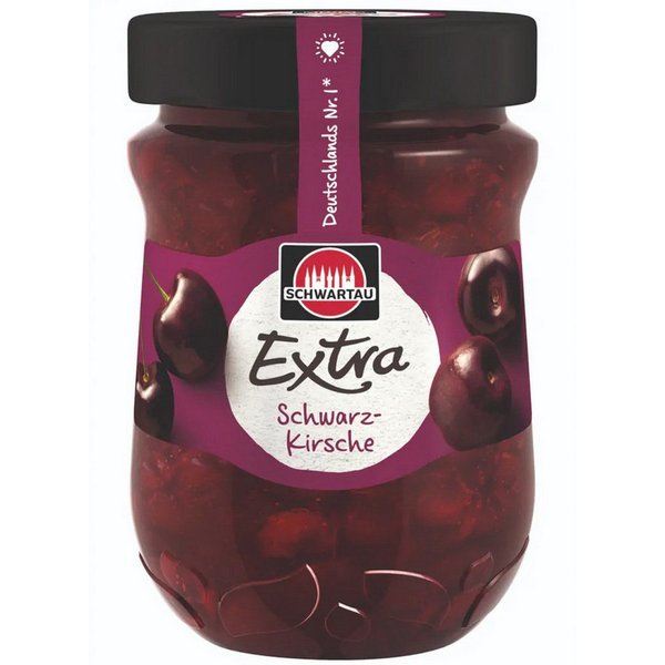 SCHWARTAU Fruchtaufstrich, Schwartau Extra Schwarzkirsche Frühstück Fruchtaufstrich vegan 340g