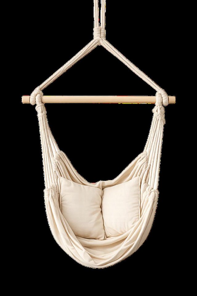 Schweng Hängesessel Hängesessel Beige – 130 × 100 cm, 2 Kissen, Seil, Holzstab & S-Hake – Bild 2 von 2