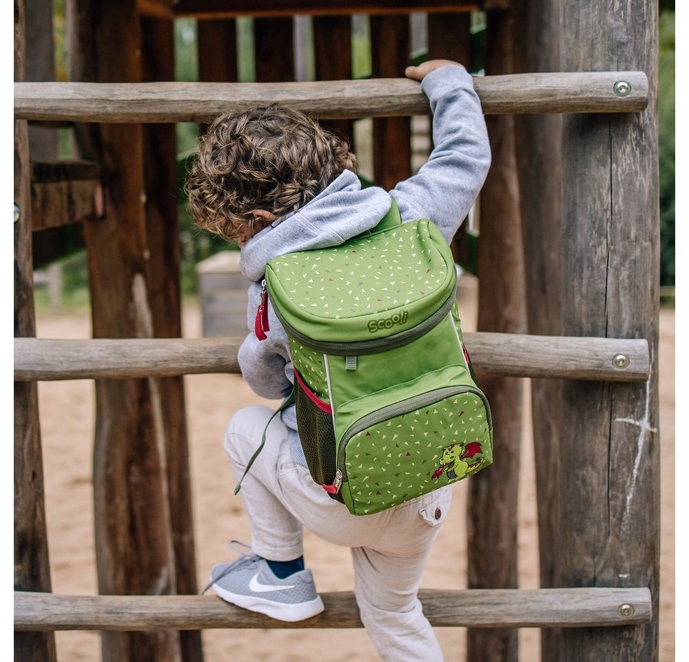 Scooli Kindergartentasche Mini-Me Diego Dragon (Set, 4-tlg., inkl. Turnbeutel, Brotdose und Trinkflasche), Rucksack Set in Grün mit Drache für Jungen und Mädche – Bild 5 von 5