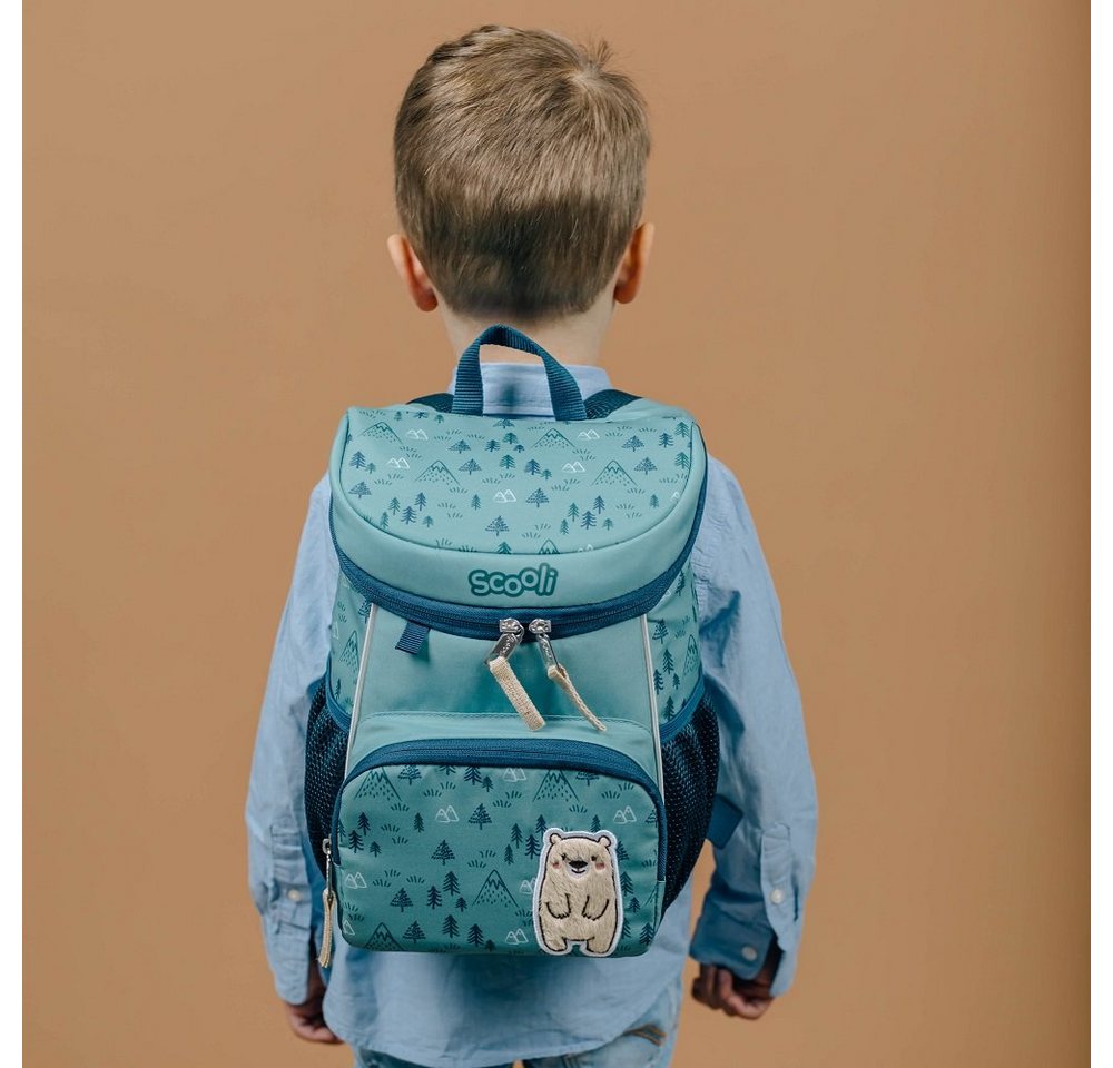Scooli Kinderrucksack Mini-Me BOBBY BÄR (Set, inkl. Turnbeutel, Brotdose und Trinkflasche), Rucksack Set in Türkis Blau mit süßem Teddy für Jungen und Mädchen – Bild 5 von 5