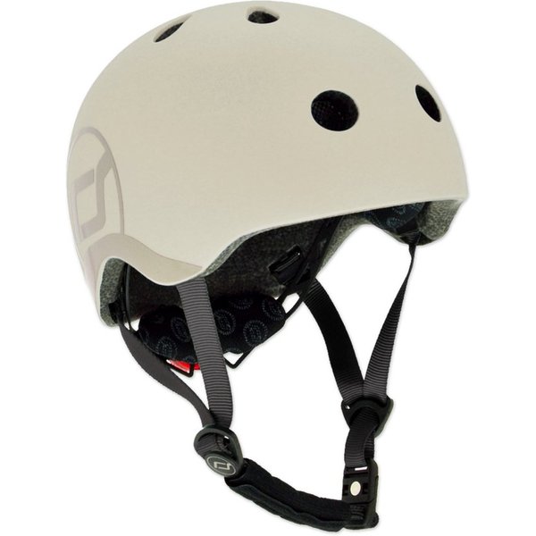Scoot and Ride Kinderhelm S Ash, Schutzhelm mit LED Licht, 51 - 55 cm Fahrradhelm