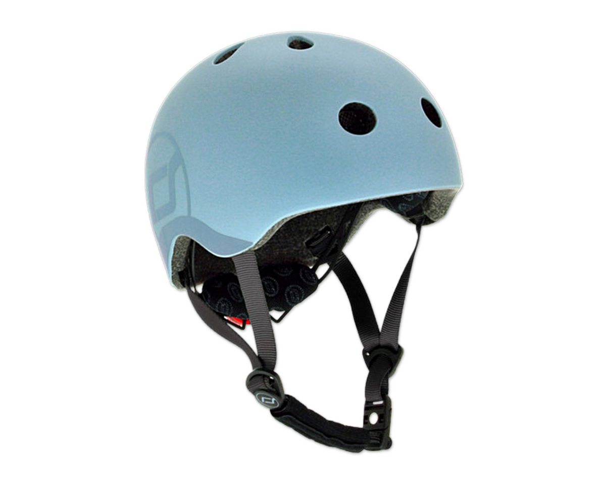 Scoot and Ride Kinderhelm S Ash, Schutzhelm mit LED Licht, 51 - 55 cm Fahrradhelm – Bild 2 von 5