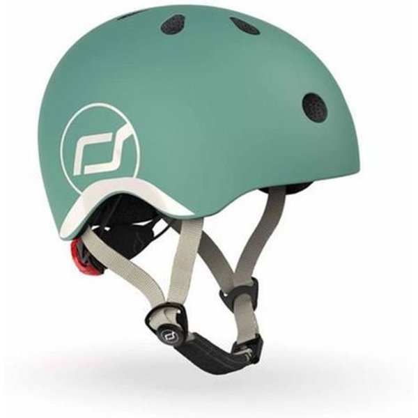 Scoot and Ride Kinderhelm XXS Forest, Schutzhelm mit LED Licht, Fahrradhelm, safety Helm