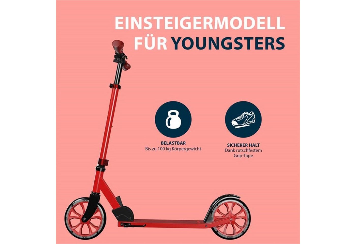 Hudora Scooter 14452 HUDORA Scooter Up 200, red – Bild 2 von 5