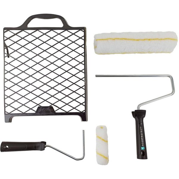 Scorprotect® Farbroller Streich-Set 5-teilig mit Farbwalze, Bügel und Abstreifgitter