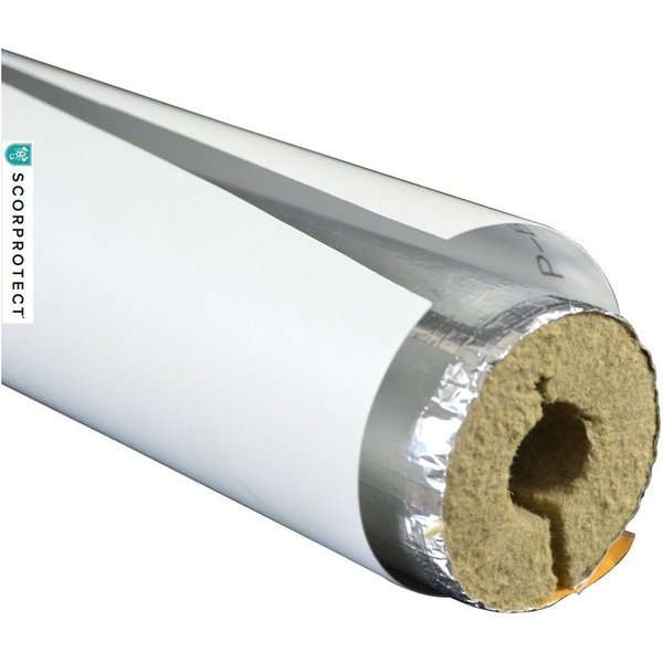 Scorprotect® Steinwolle PVC Folienzuschnitt selbstklebend hellgrau für gedämmte Rohre