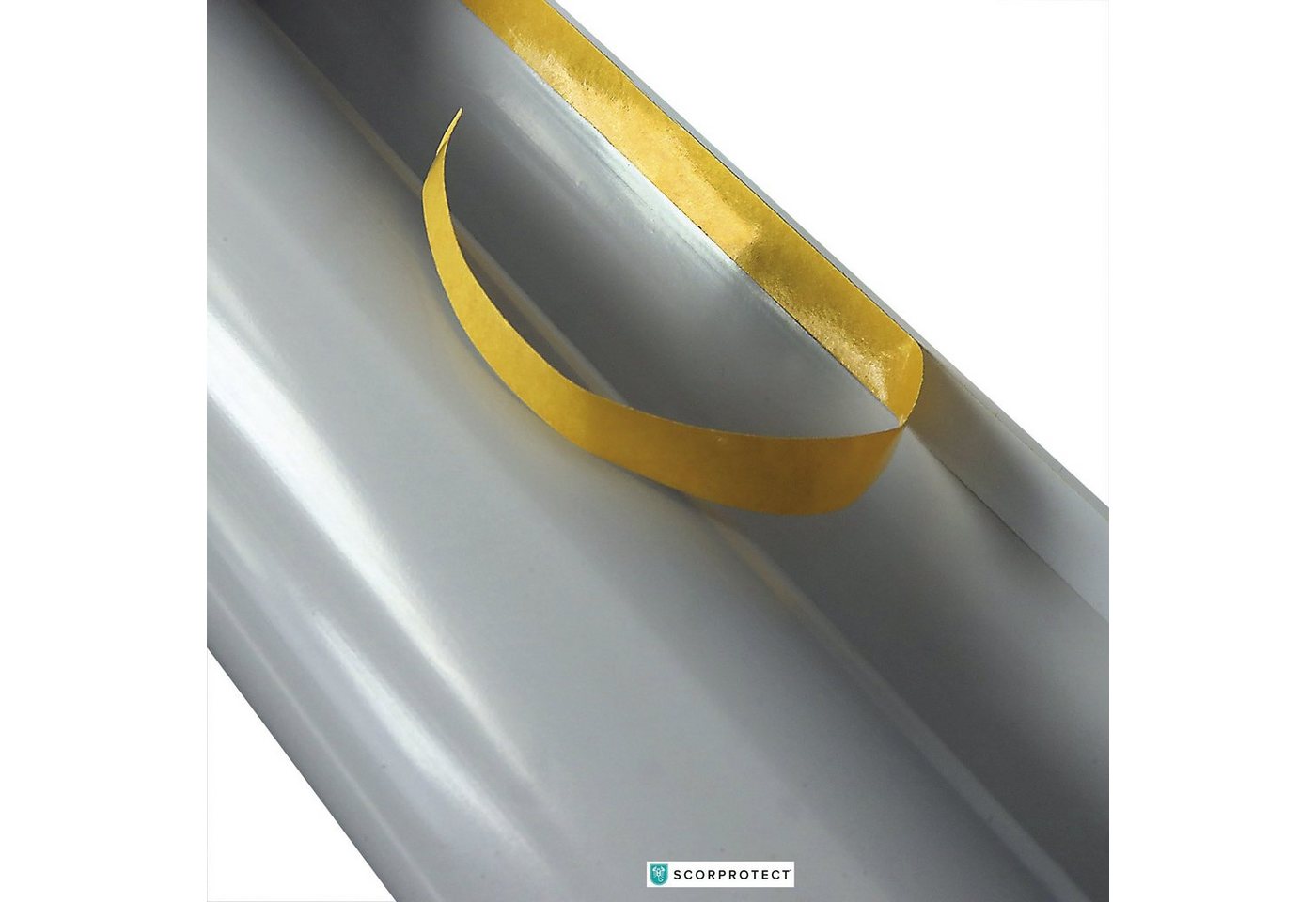 Scorprotect® Steinwolle PVC Folienzuschnitt selbstklebend hellgrau für gedämmte Rohre – Bild 4 von 5