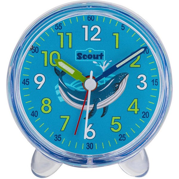 Scout Kinderwecker Favorit Quarzwecker, Geschenkidee, Kinderzimmer, Jungen, Schulanfang, Wal