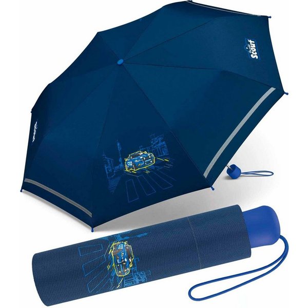 Scout Taschenregenschirm Mini Kinderschirm Basic reflektierend bedruckt, leicht
