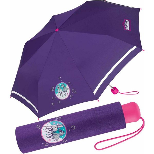 Scout Taschenregenschirm Mini Kinderschirm Basic reflektierend bedruckt, leicht