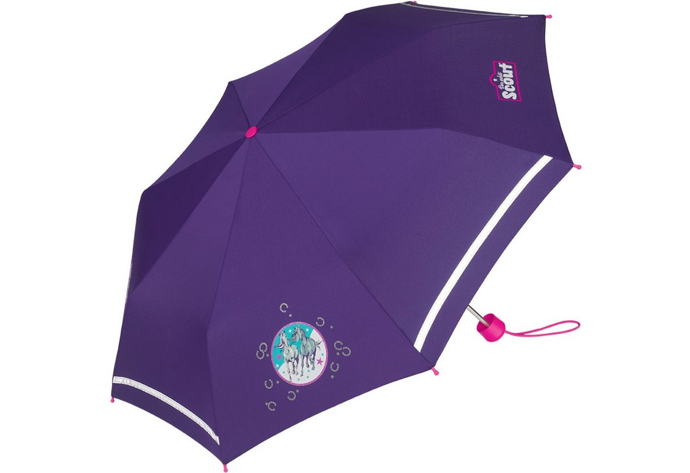 Scout Taschenregenschirm Mini Kinderschirm Basic reflektierend bedruckt, leicht – Bild 3 von 4