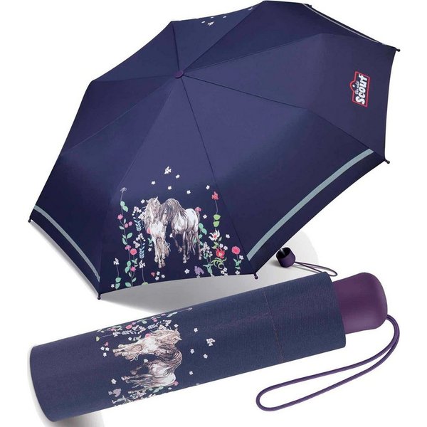 Scout Taschenregenschirm Mini Kinderschirm Basic reflektierend bedruckt, leicht