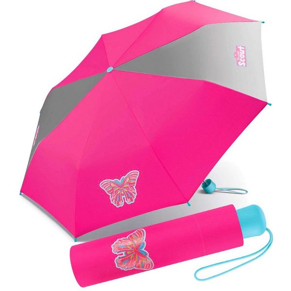 Scout Taschenregenschirm Mini Kinderschirm Basic reflektierend bedruckt, leicht