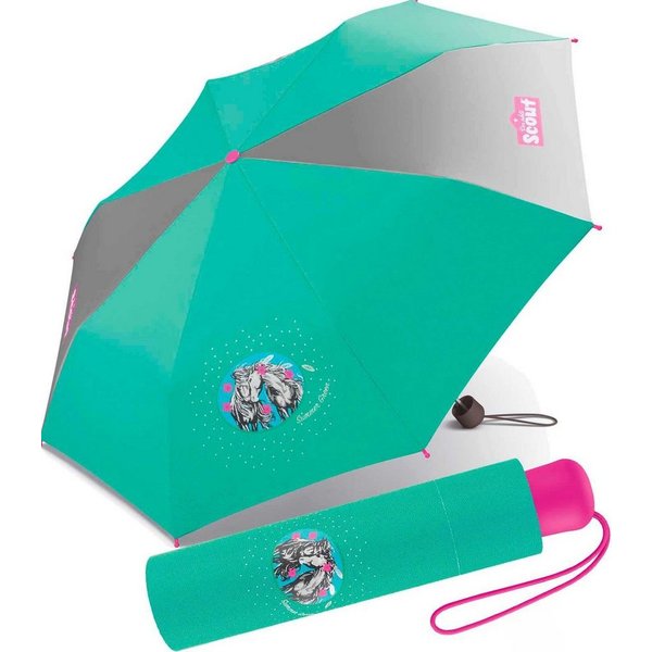 Scout Taschenregenschirm Mini Kinderschirm Basic reflektierend bedruckt, leicht