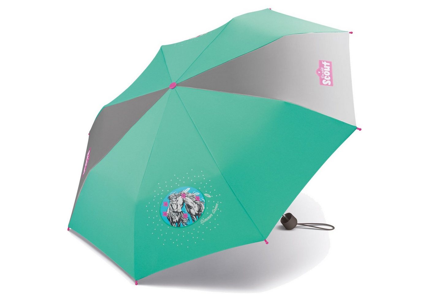 Scout Taschenregenschirm Mini Kinderschirm Basic reflektierend bedruckt, leicht – Bild 2 von 3