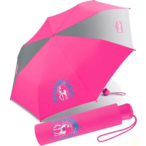 Scout Taschenregenschirm Mini Kinderschirm Basic reflektierend bedruckt, leicht