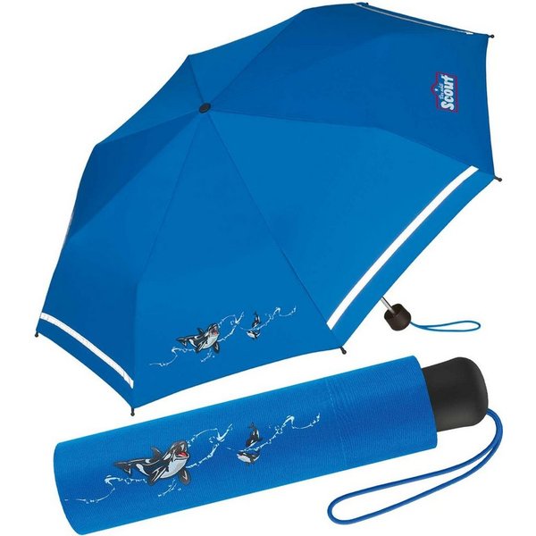 Scout Taschenregenschirm Mini Kinderschirm Basic reflektierend bedruckt, leicht