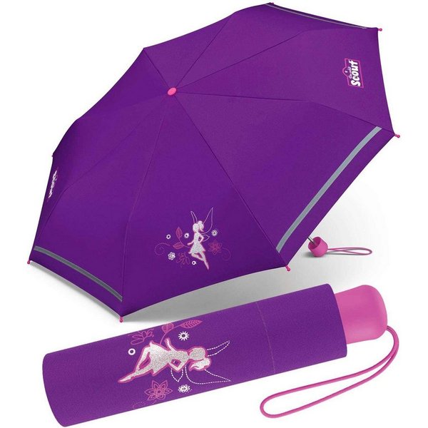 Scout Taschenregenschirm Mini Kinderschirm Basic reflektierend bedruckt, leicht