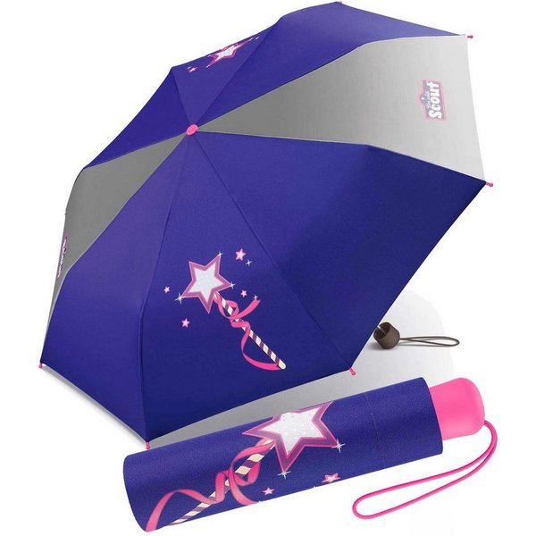 Scout Taschenregenschirm Mini Kinderschirm Basic reflektierend bedruckt, leicht