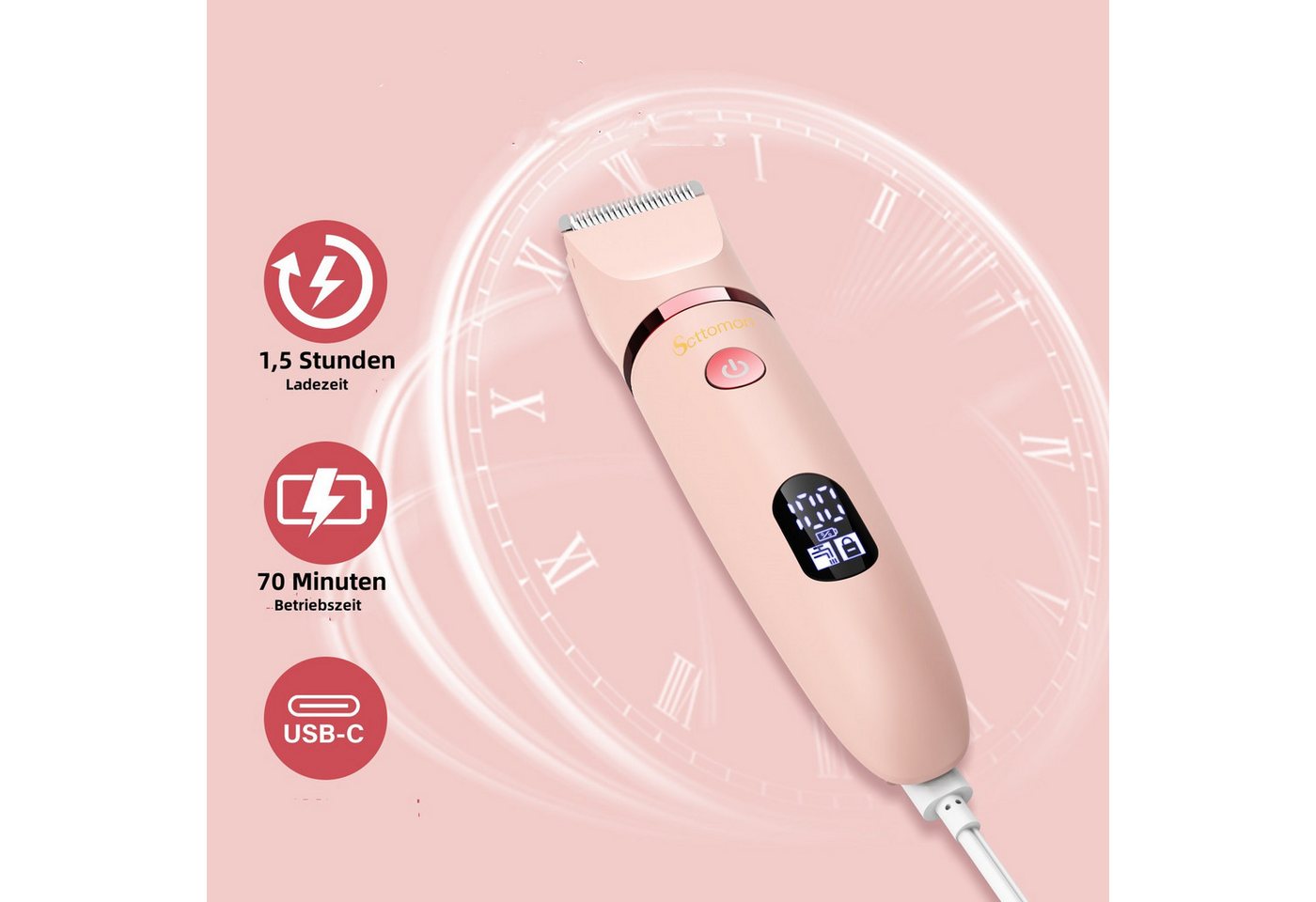 Scttomon Epilierer RFC-2018, Aufsätze: 1 St., Damenrasierer, Gesichtshaartrimmer, 3-in-1, Wet&Dry – Bild 5 von 5