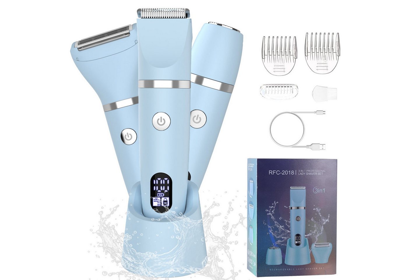 Scttomon Epilierer RFC-2018, Aufsätze: 1 St., Damenrasierer, Gesichtshaartrimmer, 3-in-1, Wet&Dry – Bild 2 von 5
