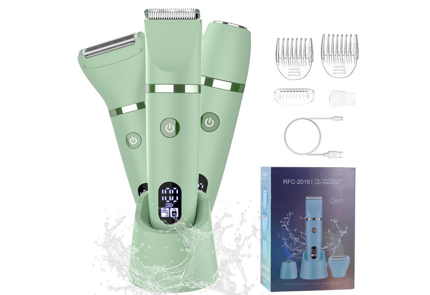 Scttomon Epilierer RFC-2018, Aufsätze: 1 St., Damenrasierer, Gesichtshaartrimmer, 3-in-1, Wet&Dry – Bild 2 von 5