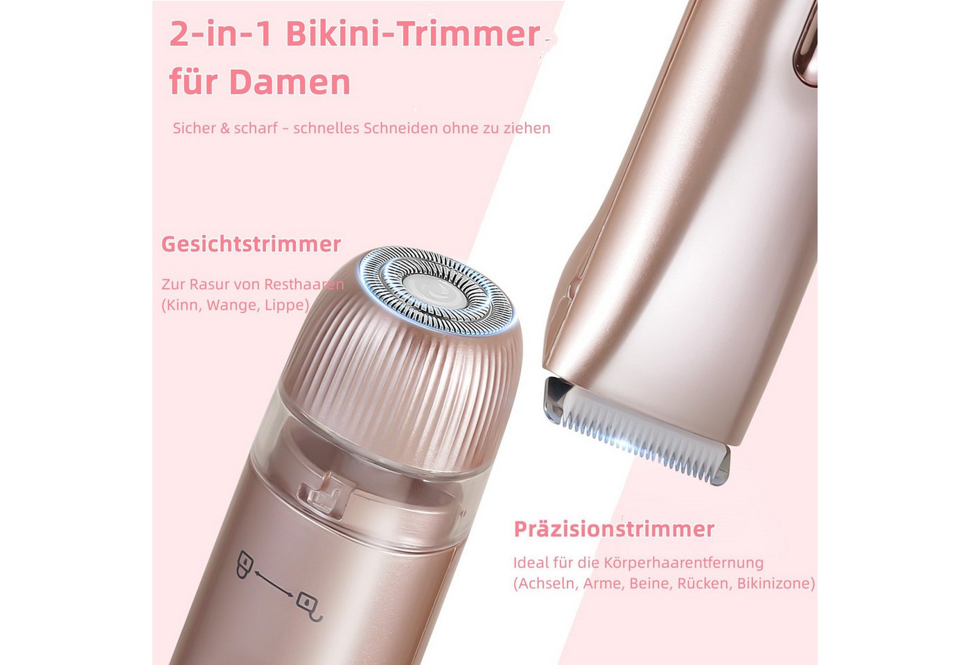 Scttomon Epilierer TMQ-4, Aufsätze: 1 St., 2-in-1 Damen Trimmer, Gesichtstrimmer, Wet&Dry – Bild 4 von 5