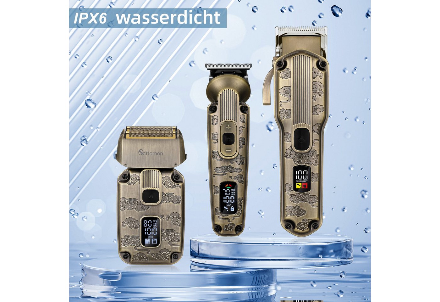 Scttomon Haar- und Bartschneider HT-6081, Haarschneidemaschine Set, Haarschneider, Barttrimmer 4 IN 1, Elektrorasierer – Bild 3 von 5