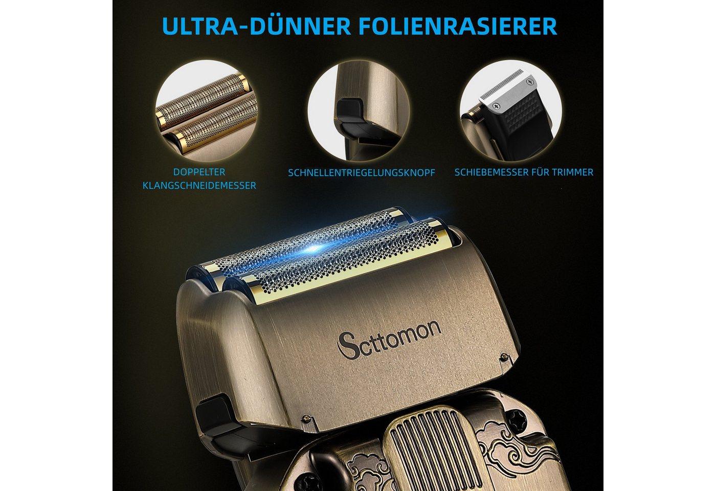 Scttomon Haar- und Bartschneider HT-6081, Haarschneidemaschine Set, Haarschneider, Barttrimmer 4 IN 1, Elektrorasierer – Bild 5 von 5