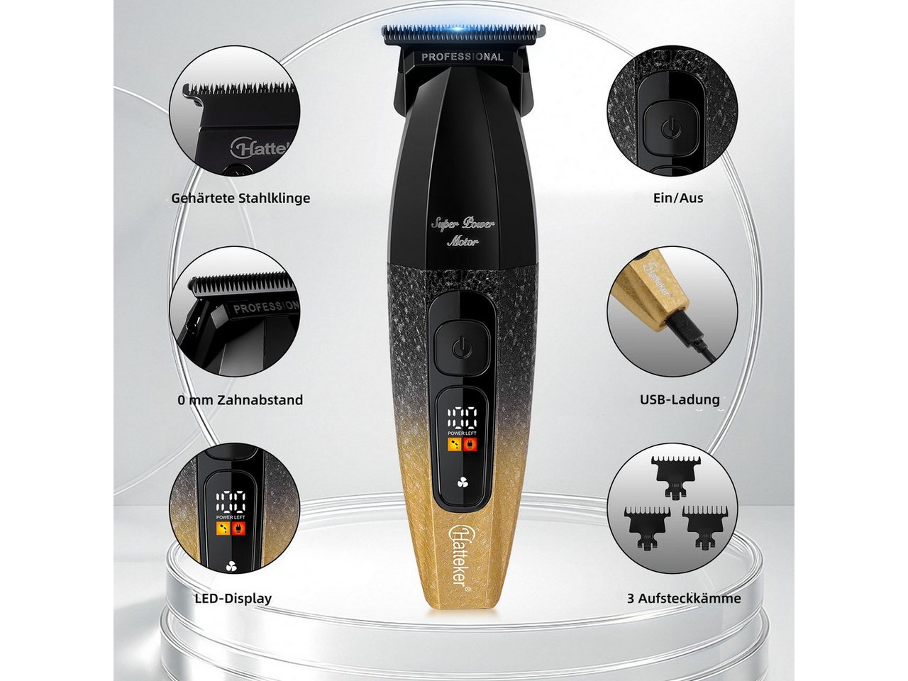 Scttomon Haarschneider G56, Barttrimmer, Trimmer für Haare & Bart, 8000 RPM, LED-Display – Bild 2 von 5