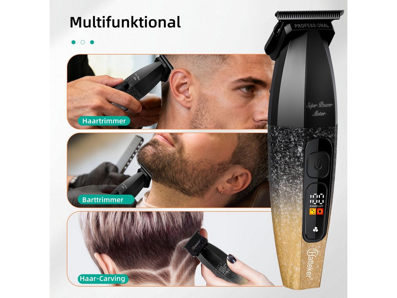 Scttomon Haarschneider G56, Barttrimmer, Trimmer für Haare & Bart, 8000 RPM, LED-Display – Bild 3 von 5