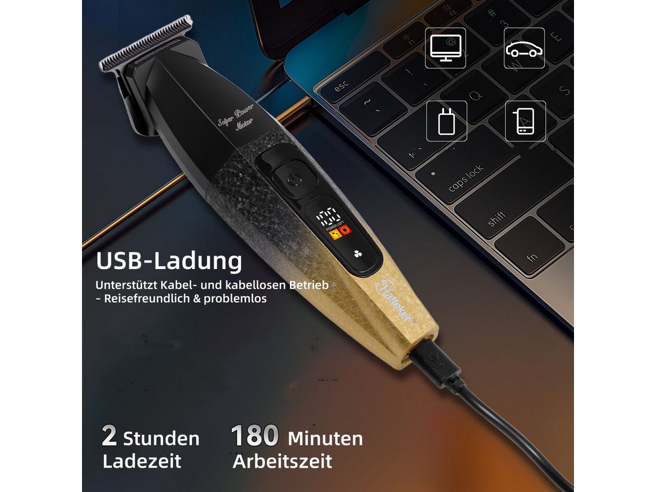 Scttomon Haarschneider G56, Barttrimmer, Trimmer für Haare & Bart, 8000 RPM, LED-Display – Bild 4 von 5
